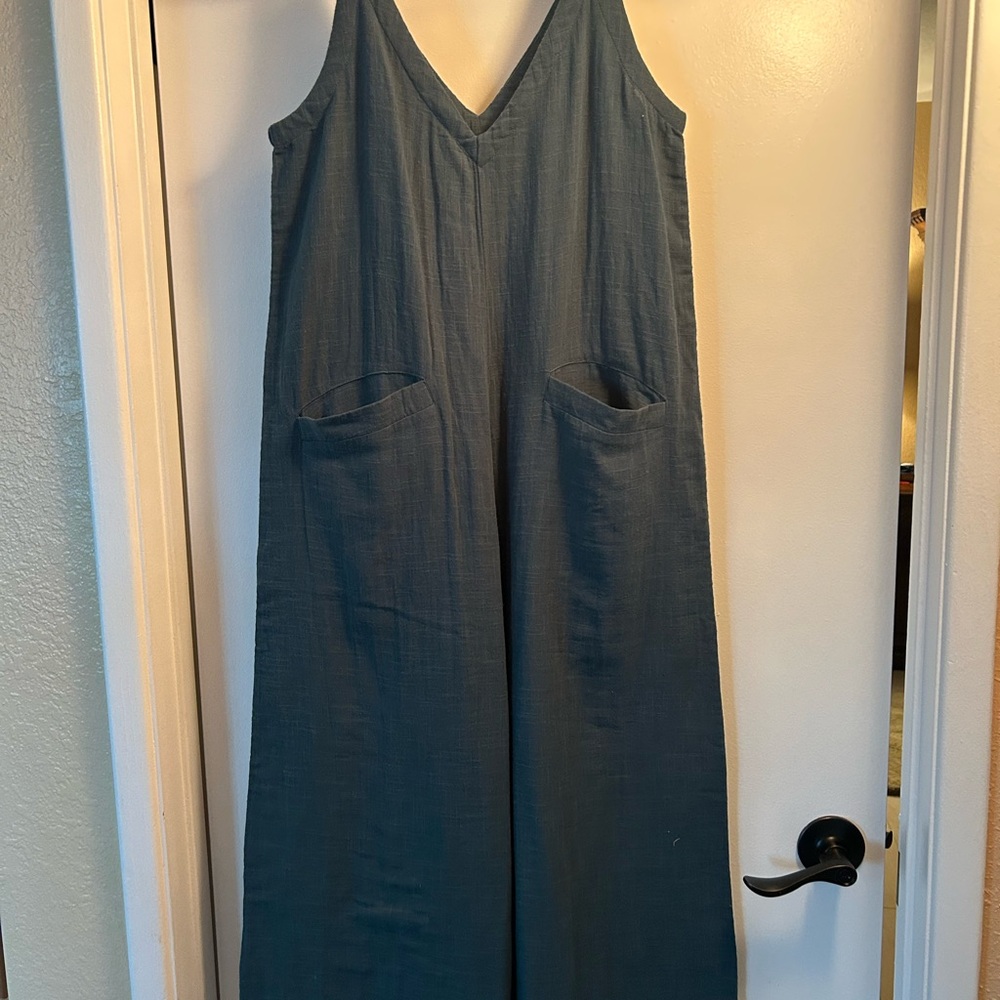 NATURAL LIFE Teal V-Neck Wide-Leg Jumpsuit - Picture 4 of 6